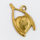 15mm Raw Brass Wishbone with Heart Charm (2 Pcs) #CHA220-General Bead