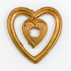 16mm Raw Brass Heart-Lock Charm #CHA221-General Bead