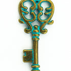 34mm Antique Brass/Patina Heart Key Pewter Charm #CHA306-General Bead