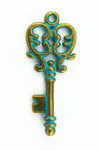 34mm Antique Brass/Patina Heart Key Pewter Charm #CHA306-General Bead