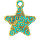 15mm Antique Brass/Patina Star Pewter Charm #CHA314-General Bead