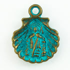 18mm Antique Brass/Patina Scallop Shell Pewter Charm #CHA318-General Bead