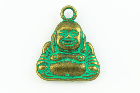21mm Antique Brass/Patina Laughing Buddha Pewter Charm #CHA319-General Bead