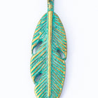 30mm Antique Brass/Patina Feather Pewter Charm #CHA334-General Bead