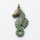 11mm x 23mm Antique Brass/Patina Seahorse Pewter Charm #CHA339