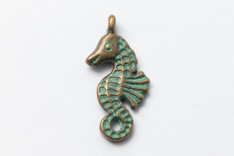 11mm x 23mm Antique Brass/Patina Seahorse Pewter Charm #CHA339