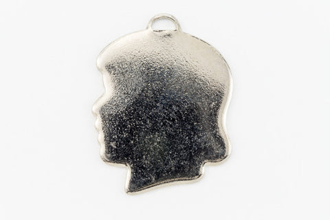 23mm Silver Girl's Profile Charm (2 Pcs) #CHB048-General Bead