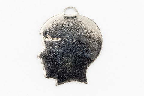 23mm Silver Boy's Profile Charm (2 Pcs) #CHB049-General Bead
