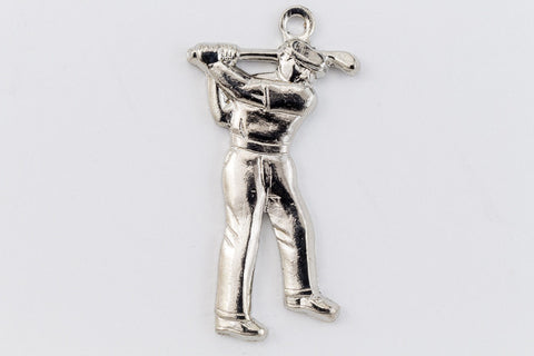25mm Silver Man Playing Golf Charm #CHB072-General Bead