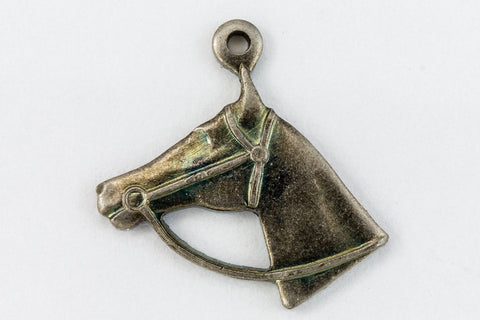 14mm Antique Silver Horse Head Charm (2 Pcs) #CHB138-General Bead