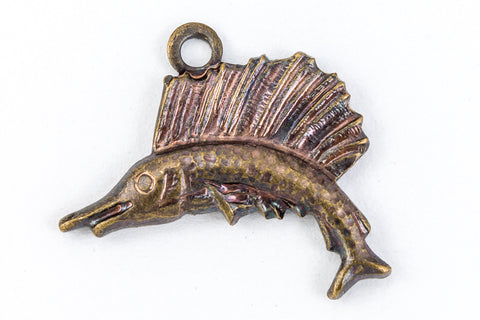 12mm Antique Brass Sailfish Charm (2 Pcs) #CHB165-General Bead