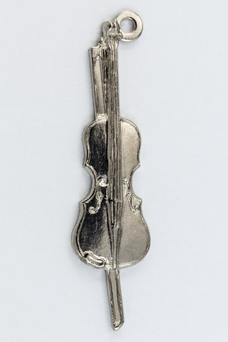 27mm Silver Violin Charm #CHB167-General Bead