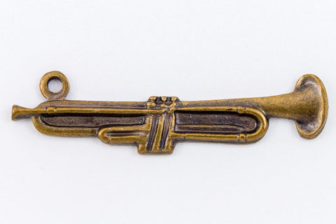 27mm Antique Brass Trumpet Charm #CHB174-General Bead
