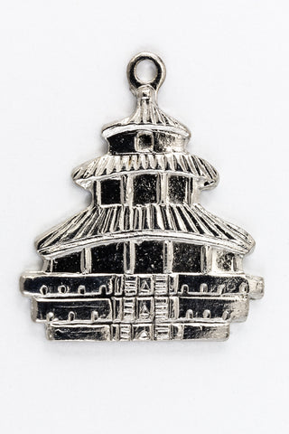 17mm Antique Silver Pagoda Charm #CHB183-General Bead