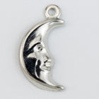 15mm Silver Right Facing Crescent Moon Face Charm (2 Pcs) #CHB193-General Bead