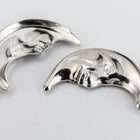 15mm Silver Right Facing Crescent Moon Face Charm (2 Pcs) #CHB193-General Bead