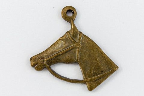 14mm Antique Brass Horse Head Charm (2 Pcs) #CHC138-General Bead