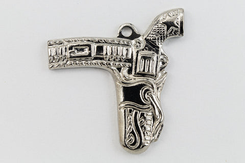 20mm Silver Pistol in Holster Charm #CHD093-General Bead