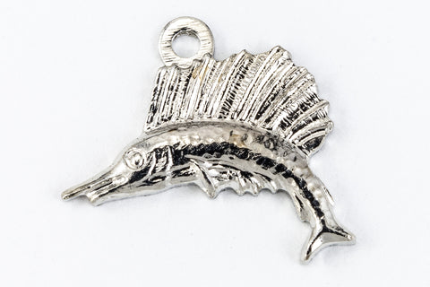 12mm Bright Silver Sailfish Charm (2 Pcs) #CHD165-General Bead