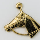 14mm Gold Horse Head Charm (2 Pcs) #CHE138-General Bead