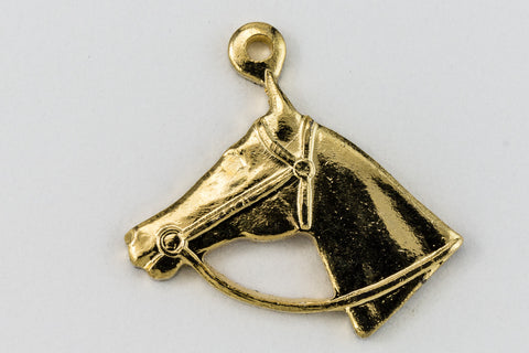 14mm Gold Horse Head Charm (2 Pcs) #CHE138-General Bead