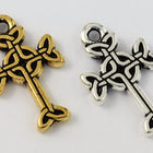 19mm Antique Gold Tierracast Celtic Cross Drop #CK573-General Bead