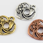 20mm Antique Copper Tierracast Floral Heart Charm #CK611-General Bead