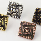 11mm Antique Silver TierraCast Czech Square Button (20 Pcs) #CK626-General Bead