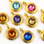 34ss Swarovski Purple Velvet/Bright Gold TierraCast Stepped Bezel Charm (10 Pcs) #CK795-General Bead