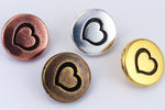 12mm Antique Brass TierraCast Heart Button (20 Pcs) #CK648-General Bead