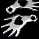 9mm x 15mm Rhodium Tierracast Pewter Open Heart Hand Charm #CK014-General Bead