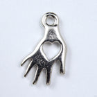 9mm x 15mm Rhodium Tierracast Pewter Open Heart Hand Charm #CK014-General Bead