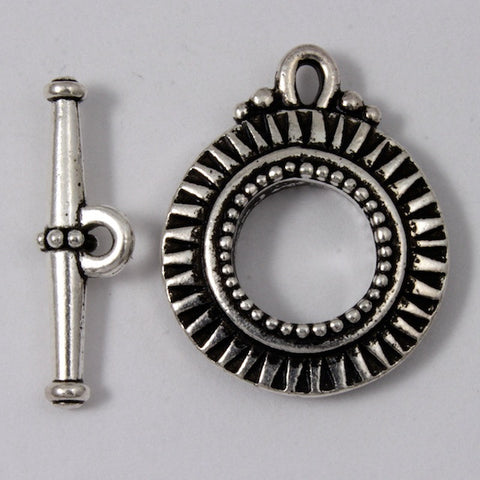 17.5mm Antique Silver Tierracast Pewter Sunburst Toggle Clasp #CK074-General Bead