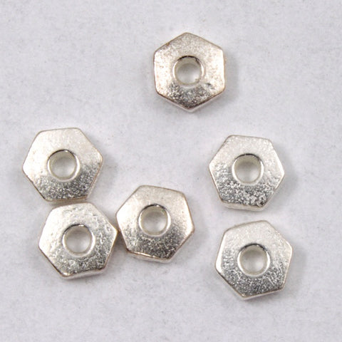 4mm Silver Tierracast Pewter Hexagon Heishi Spacer-General Bead