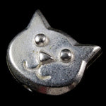 10mm Rhodium TierraCast Pewter Cat Face Bead #CKA098-General Bead