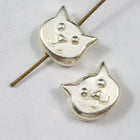 10mm Rhodium TierraCast Pewter Cat Face Bead #CKA098-General Bead