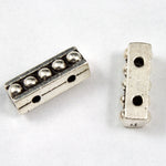 3.5mm x 10.75mm Antique Silver Tierracast Beaded Two Hole Spacer Bar #CKA102-General Bead