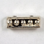 3.5mm x 10.75mm Antique Silver Tierracast Beaded Two Hole Spacer Bar #CKA102-General Bead
