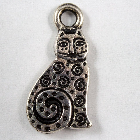 10mm x 19mm Antique Silver Tierracast Pewter Spiral Cat Charm #CKA106-General Bead