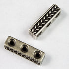 4mm x 15mm Antique Silver Tierracast Braided Three Hole Spacer Bar #CKA109-General Bead