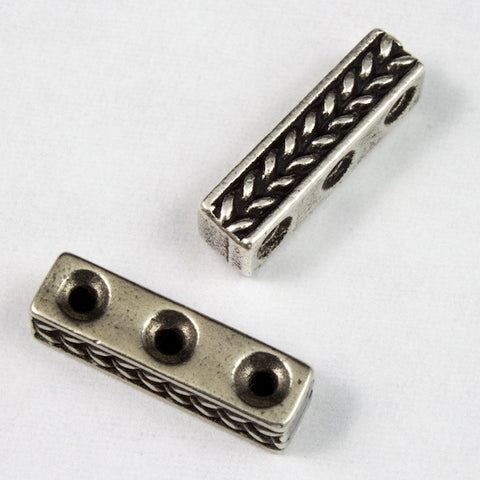 4mm x 15mm Antique Silver Tierracast Braided Three Hole Spacer Bar #CKA109-General Bead