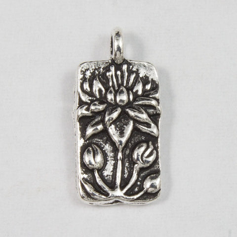 8.75mm x 17mm Antique Silver Tierracast Floating Lotus Charm #CKA135-General Bead
