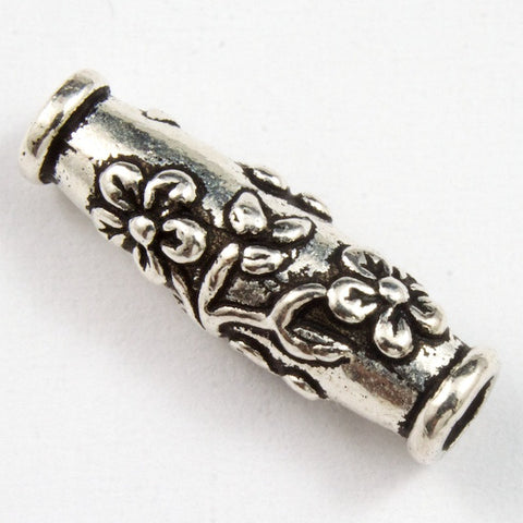 5mm x 15mm Antique Silver Tierracast Wild Rose Barrel #CKA142-General Bead