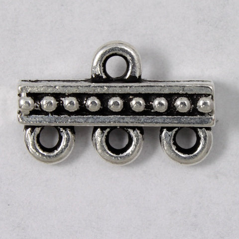 9.3mm x 14.7mm Antique Silver Tierracast Beaded Three Loop End Bar #CKA152-General Bead