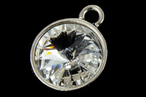 18mm x 14mm Crystal/Bright Silver Setting for 12mm Swarovski Rivoli #CKA169-General Bead