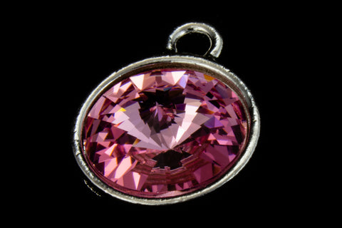 18mm x 14mm Light Rose/Bright Silver Setting for 12mm Swarovski Rivoli #CKA169-General Bead