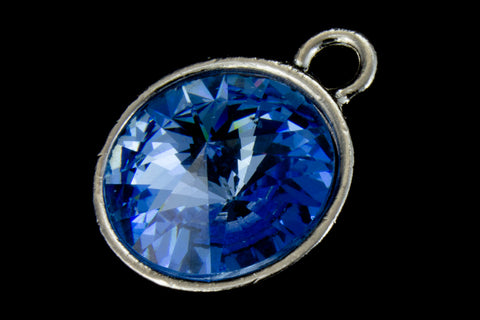 18mm x 14mm Light Sapphire/Bright Silver Setting for 12mm Swarovski Rivoli #CKA169-General Bead
