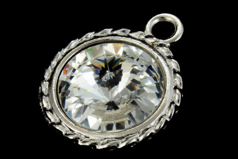 20mm x 16mm Crystal/Bright Silver Twisted Setting for 12mm Swarovski Rivoli #CKA170-General Bead