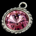 20mm x 16mm Light Rose/Bright Silver Twisted Setting for 12mm Swarovski Rivoli #CKA170-General Bead