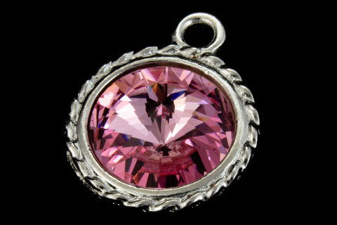 20mm x 16mm Light Rose/Bright Silver Twisted Setting for 12mm Swarovski Rivoli #CKA170-General Bead